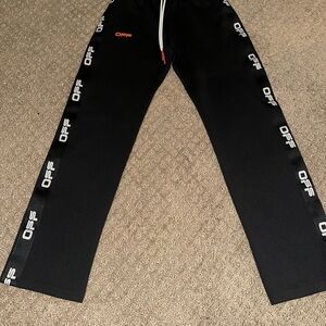 Off-White Black Sweatpants with White and Orange Accents